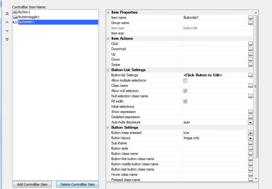 Button List Properties